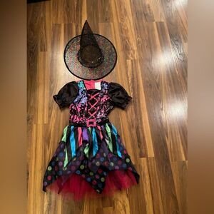 girls  SEQUIN WITCH HALLOWEEN COSTUME size large DRESS HAT